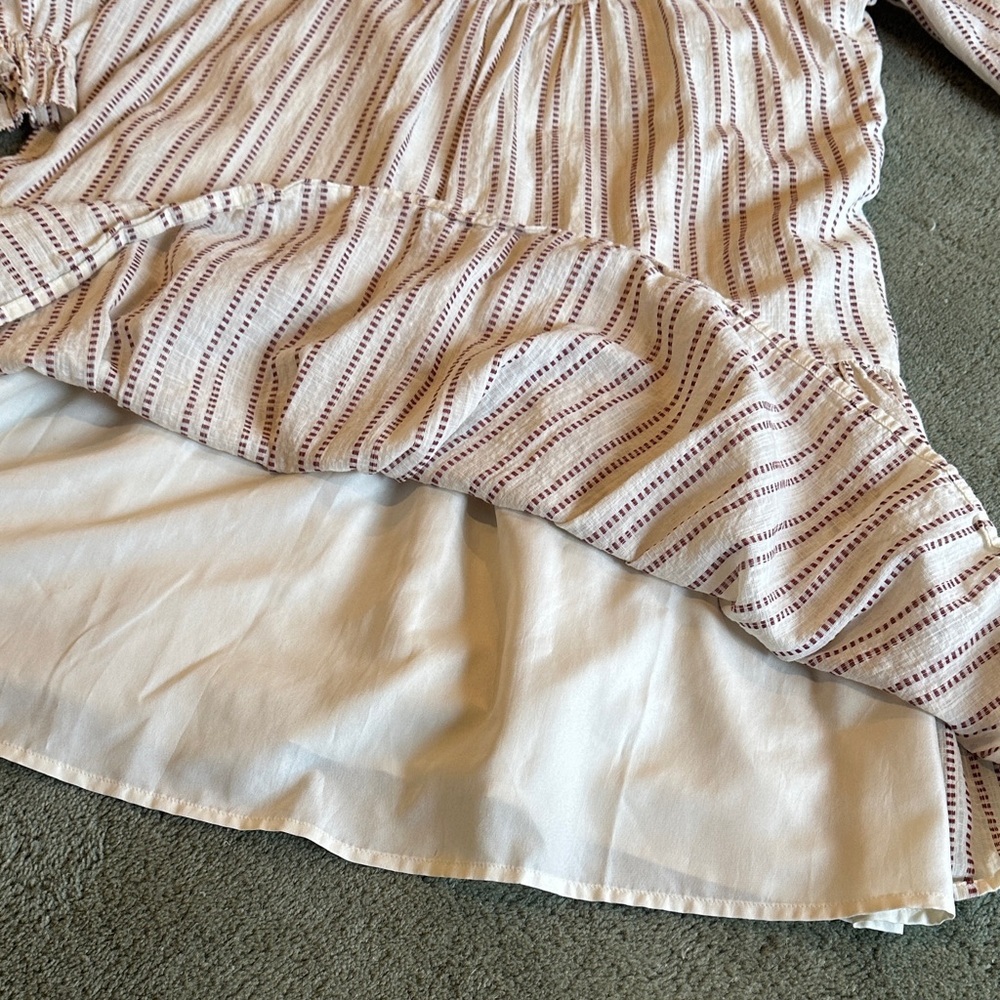 Elizabeth and James Women’s Cream and Burgundy Striped Dress - Picture 7 of 10